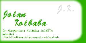 jolan kolbaba business card